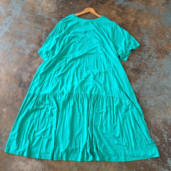 LOGO Lori Goldstein Elbow Sleeve Dress Plus Size 5XP New Cozumel Green Rayon - Picture 10 of 10